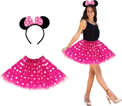 Produktbild von Oblique Unique Damen Maus Mouse Kostüm Accessoire Set - Tutu + Haarreifen mit Maus Ohren pink für Fasching Karneval
