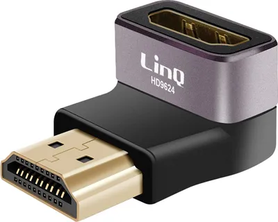 Immagine prodotto di LinQ, presa HDMI 8K UHD angolata verticalmente verso il basso, nero
