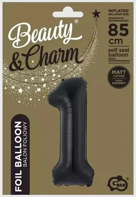 Immagine prodotto di Palloncino in foil numero 1 nero opaco 85 cm
