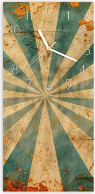 Produktbild von Wanduhr aus Glas mit Motiv Retro Sonnenstrahlen- 30 x 60 cm - inkl. Aufhängesystem