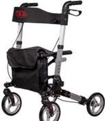 Produktbild von Antar Rollator Leichtgewicht 3fach faltbar, silber, Komplett-Set mit Gurt und Stockhalter