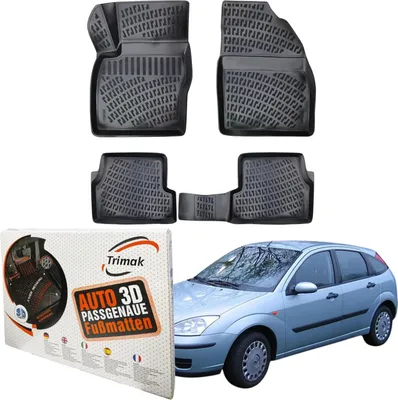 Produktbild von Trimak Autofußmatten kompatibel mit Ford Focus ’99 1.Gen 1998–2004 Auto Allwetter Gummimatten