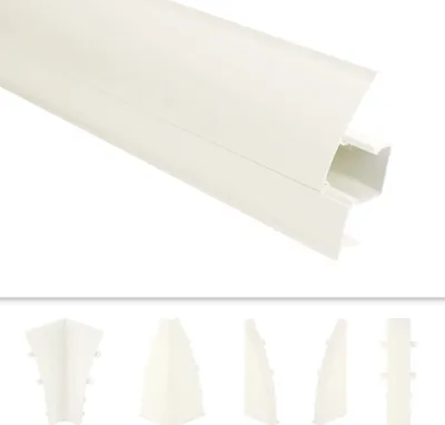 Produktbild von LEMAL Sockelleisten und Zubehör - PVC Fußleisten 60x15mm mit Kabelkanal - (1 Verbinder, VB.0101 Beige hell) Bodenleiste Teppichleiste Sockel