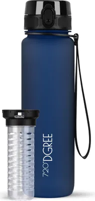Produktbild von uberBottle softTouch Trinkflasche mit Fruchtbehälter 1000ml / Sapphire Blue/ 720DGREE