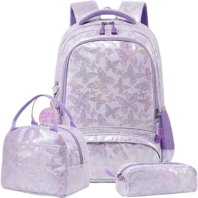 Productafbeelding van Schooltas meisjes set, met lunchtas en etui, kleurrijk, voor school
