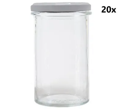 Produktbild von Gläser 545 ml STURZ / STRAIGHT klar 20 Stück INKLUSIVE WEIßEN DECKELN, Anzahl der Teile in der Packung: 20