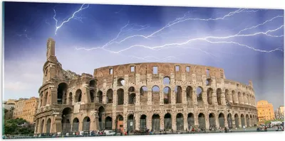 Produktbild von Bilder auf glas - Italien Architektur Kolosseum Tourismus - 120x50cm - Glasbilder - Wandbilder - Kunstdruck - Wanddekoration aus Glas - Glas Bilder - Wandbild auf Glas - GAB120x50-2505