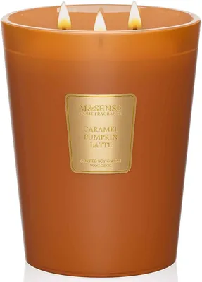 Imagen del producto de Velas aromáticas de otoño, sabor a caramelo y latte de calabaza. Velas de soja natural con tres mechas, ideales para aromatizar el hogar. Velas con aroma a calabaza, un regalo perfecto para Halloween