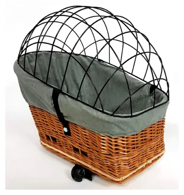 Produktbild von Hundefahrradkorb für Gepäckträger aus Weide Natur 56 x 36 cm mit Metallgitter