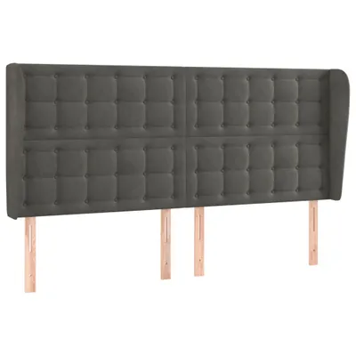Image de vidaXL Tête de lit avec oreilles gris foncé 183x23x118/128 cm velours