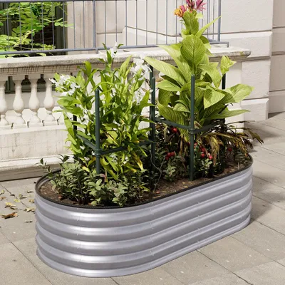Produktbild von Livingandhome Gardens Plan Ovales Hochbeet aus Stahl – Langlebig & Kindersicher