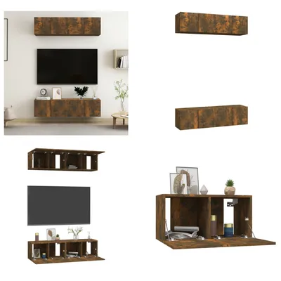 Produktbild von vidaXL TV Wandschränke 4 Stk. Räuchereiche 60x30x30 cm Holzwerkstoff - TV-Wandschrank - TV-Wandschränke - TV-Schrank - TV-Möbel