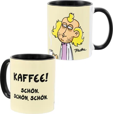 Produktbild von Ralph Ruthe Tasse Pete - Kaffee! Schön. Schön, schön. Kaffeetasse Becher aus Keramik Beige 320 ml