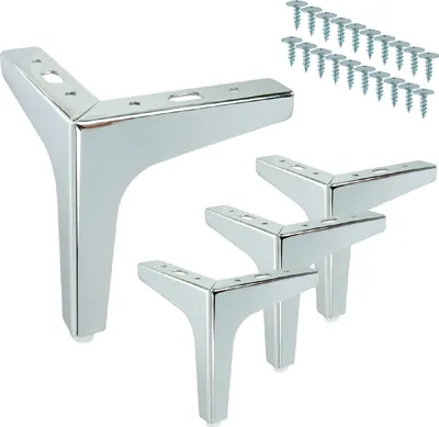 Produktbild von Möbelbeine Chrom für Kommoden und Schränke im Loft-Stil 15 cm mit Montageschrauben 4 Stück