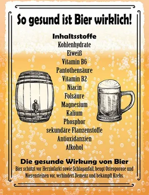 Produktbild von vianmo Holzschild 40x30 cm so gesund ist Bier wirklich