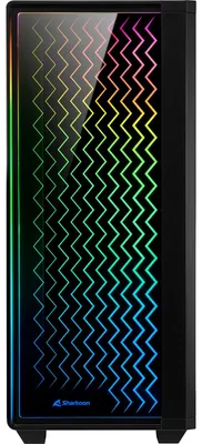 Immagine prodotto di Sharkoon RGB LIT 200, Midi Tower, PC, nero, ATX, micro ATX, Mini-ITX, blu, verde, rosso, ventola tascabile, lato anteriore