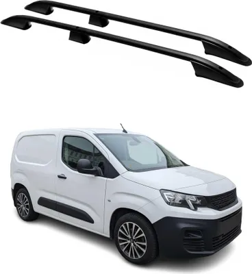 Image de Barres de toit longitudinales pour Peugeot Partner 2018-2024 L1 Court Alu Noir