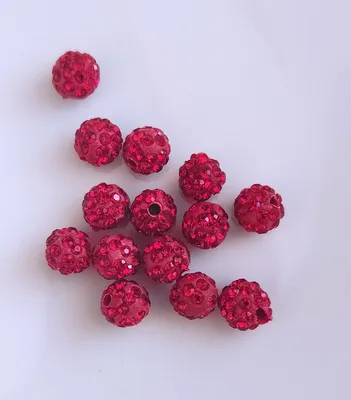 Produktbild von Shamballa Perlen, glitzer, 8 mm, 15 Stück, Rot