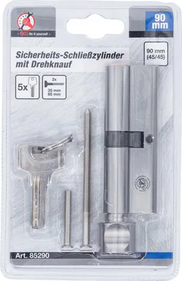 Immagine prodotto di Cilindro per porta di sicurezza | con pomolo rotante | 45/45 | 90 mm