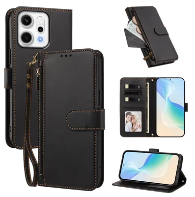 Produktbild von Geldbörse Hülle für Oppo Reno14 /Reno14 F 5G, Kunstleder Handyhülle mit Kartenfächer, Ständer, Handschlaufe Schwarz