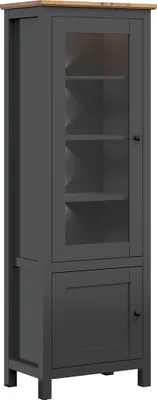 Produktbild von Vitrine Duck mit 2 Türen, Anthrazitgrau und Holzoptik, 203cm