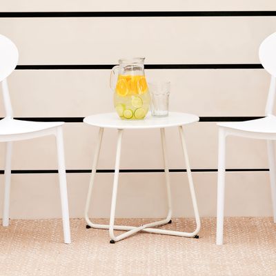 Homestyle4u 2483, Beistelltisch Gartentisch Weiß Metall Tisch Ablage Indoor Outdoor