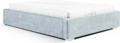 Produktbild von Stauraumbett Linn 160x200 – Modern & Stabil ohne Kopfteil mit Metallrahmen, Gasdruckfedern & Edlem Samtbezug Piano 11 Sky