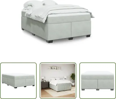 Produktbild von The Living Store Boxspringbett mit Matratze Hellgrau 140x190 cm Samt
