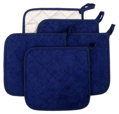 Produktbild von Topflappen aus 100% Baumwolle, hitzebeständig, Set von 5, Dunkelblau