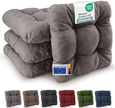Productafbeelding van PromoHome® Set van 4 tuin- of terras kussens, 40x40 cm - Grijs - Comfortabele zitkussens voor binnen en buiten