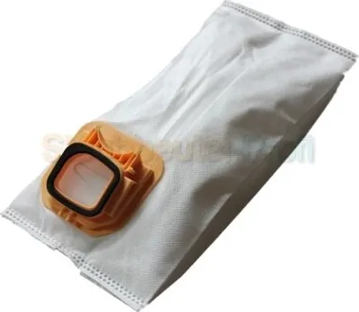 A vacuum cleaner dust bag is shown against a white background.