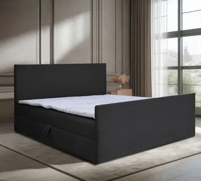 Produktbild von Bett Doppelbett Boxspringbett BERG POSO mit Fußsteil 180x200 cm OHNE Topper und Bonell-Matratze + 2 Bettkästen, H3 (Schwarz: POSO 135)