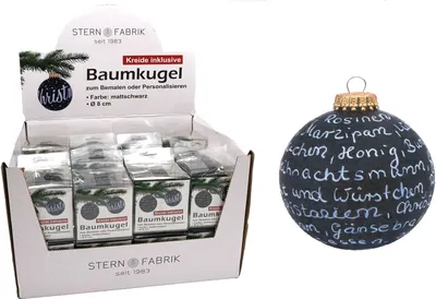 Produktbild von 12 x Weihnachtsbaumkugel zum Beschriften 8cm Christbaumschmuck Weihnachtsdeko