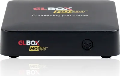 A black GLBOX HD500 4K IP Player is shown from the front on a white background.