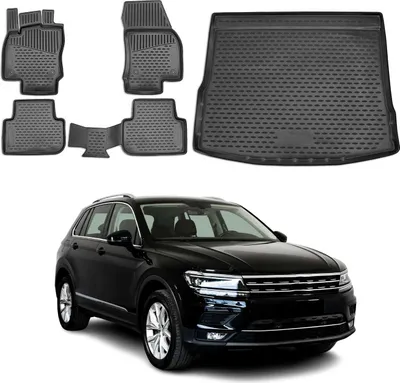 Produktbild von Fußmatten & Kofferraumwanne Set für VW Tiguan 2016-2025 Gummi TPE Schwarz 5x