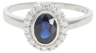 Produktbild von JuwelmaLux Ring 585/000 Weißgold, Brillanten 0,165 Carat, Saphir, JL10-07-0101 Größe 58