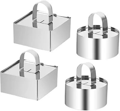 Produktbild von PolkaHome® Dessertringe Set – 4 Stück Edelstahl Backringe mit Deckeln – 8 cm Durchmesser – für Mousse, Kuchen & Gebäck