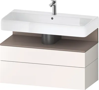 Image de Duravit Qatego Meuble sous-lavabo, 1 tiroir et 1 tiroir, 990x470x590mm, niche basalte mat, QA4395043840000