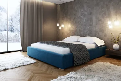Obrázek produktu pro Čalouněná postel bez čela Paulo 180x200, modrá