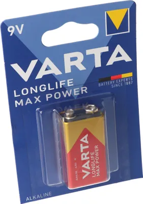 Produktbild von Varta 4722 Longlife Max Power 9V-Block, 9V Batterie ideal für Rauchmelder, Rauchwarnmelder