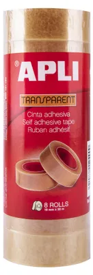 Image de Apli Paquet de 8 rubans adhésifs transparents 19 mm x 33 m