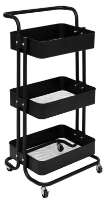 Zdjęcie produktu dla Wózek kuchenny BLACK EDITION 3-poziomowy, 45 x 36,5 x 86 cm