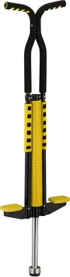 Image de Relaxdays Pogo Stick, pour enfants, bâton de saut jusqu'à 60 kg, rembourré, bâton de saut d'extérieur, antidérapant, acier inoxydable, jaune