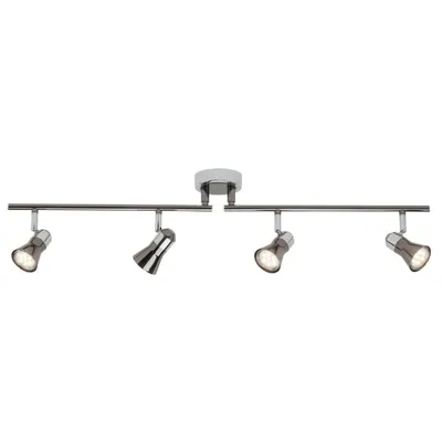 Image de BRILLIANT LED Plafonnier Jupp | tube spot intemporel | 4-flammes | métal | chrome/noir | têtes pivotantes | 4x GU10 max. 7 W