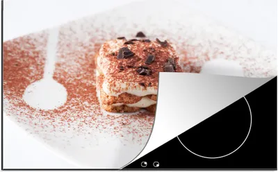 Produktbild von KitchenYeah© Herdabdeckplatte Eine Seitenansicht einer Tiramisu-Torte , 81x52cm, Küche Deko, Glaskeramikkochfeld Herdabdeckung, Abdeckplatte fùr Kochfeld