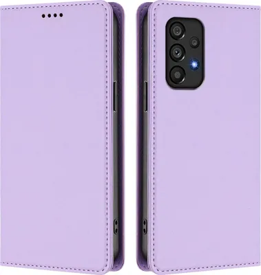 Produktbild von Handyhülle für Samsung Galaxy A53 5G, Kunstleder Klapphülle Stoßfeste Magnetische Hülle mit Ständer Violett