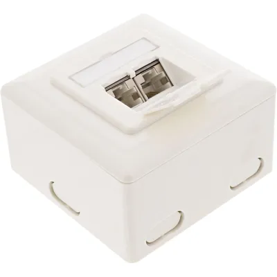 Produktbild von InLine Cat.6 Anschlussdose, AP/UP 2x RJ45 Buchse, RAL9010, weiß, senkrecht, 237 g, 85 mm, 85 mm, 60 mm, 205 g, 400 cm³