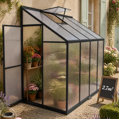Obrázok produktu pre YARDIN, záhradná skleník s rozmermi 245 x 110 x 195 cm, skleník, záhradný skleník s polykarbonátovými doskami, zimovisko pre rastliny v kvetináčoch, záhradný skleník, plocha 2,70 m²