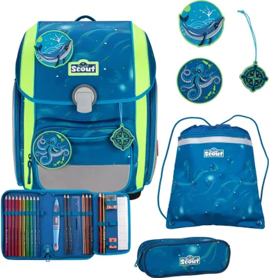 Image de Scout sac d'école Basic Genius Set 4 pièces Deep Sea bleu