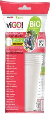 Obrázok produktu pre Kelímek Papierový Bielý Vigo! 250Ml 6Ks